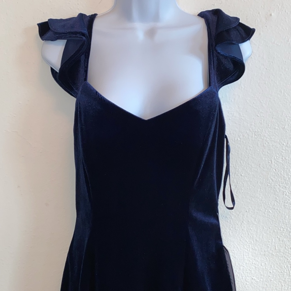 NWT City Studio Navy Blue Velour / Velvet Fitted Mini Dress